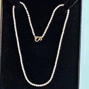 Designer REINSTEIN ROSS ~ 20K - 22K Yellow Gold Tiny White Pearl Bead Necklace
